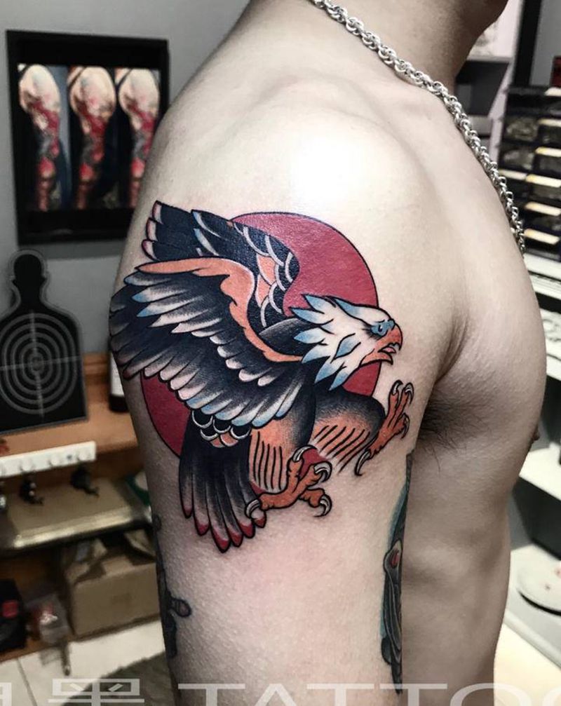 oldschool鹰纹身图片_手臂Old School纹身图案