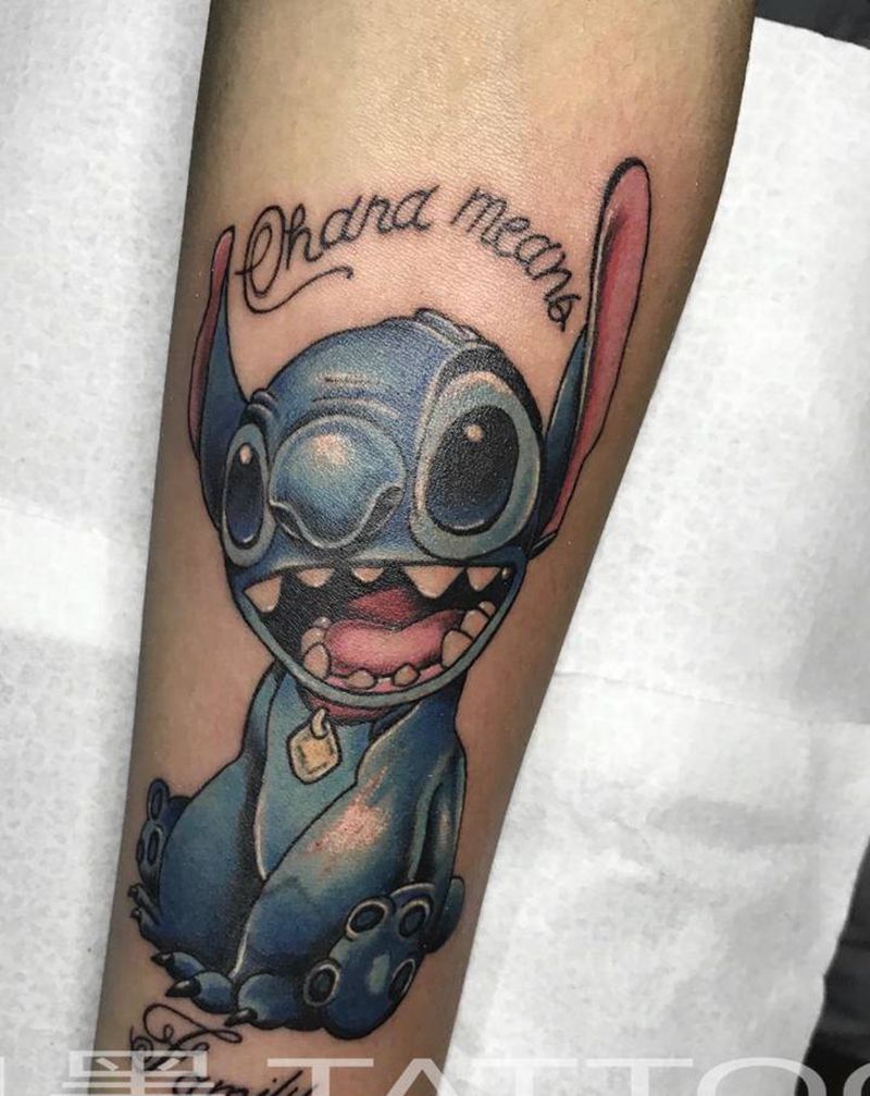 史迪仔纹身图片_手臂New School纹身图案