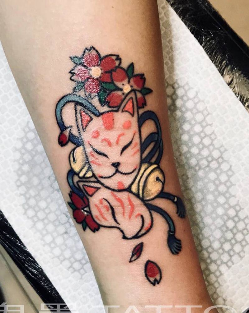 稻荷神纹身图片_手臂school纹身图案