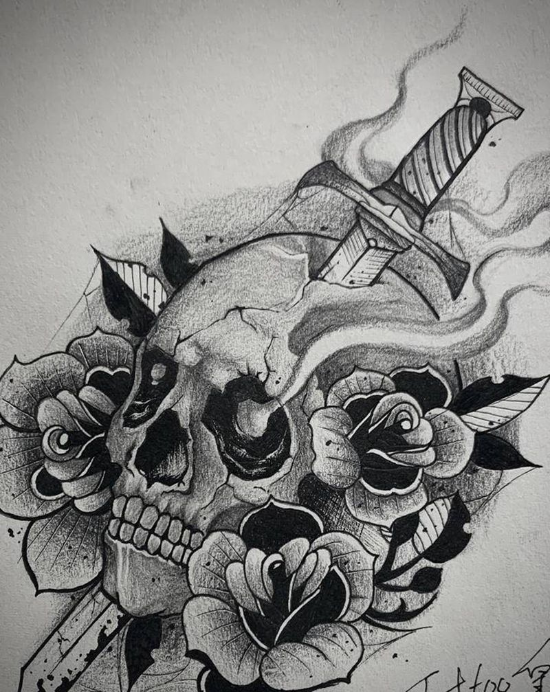 原创暗黑系遮盖纹身图片_胸部暗黑系纹身图案