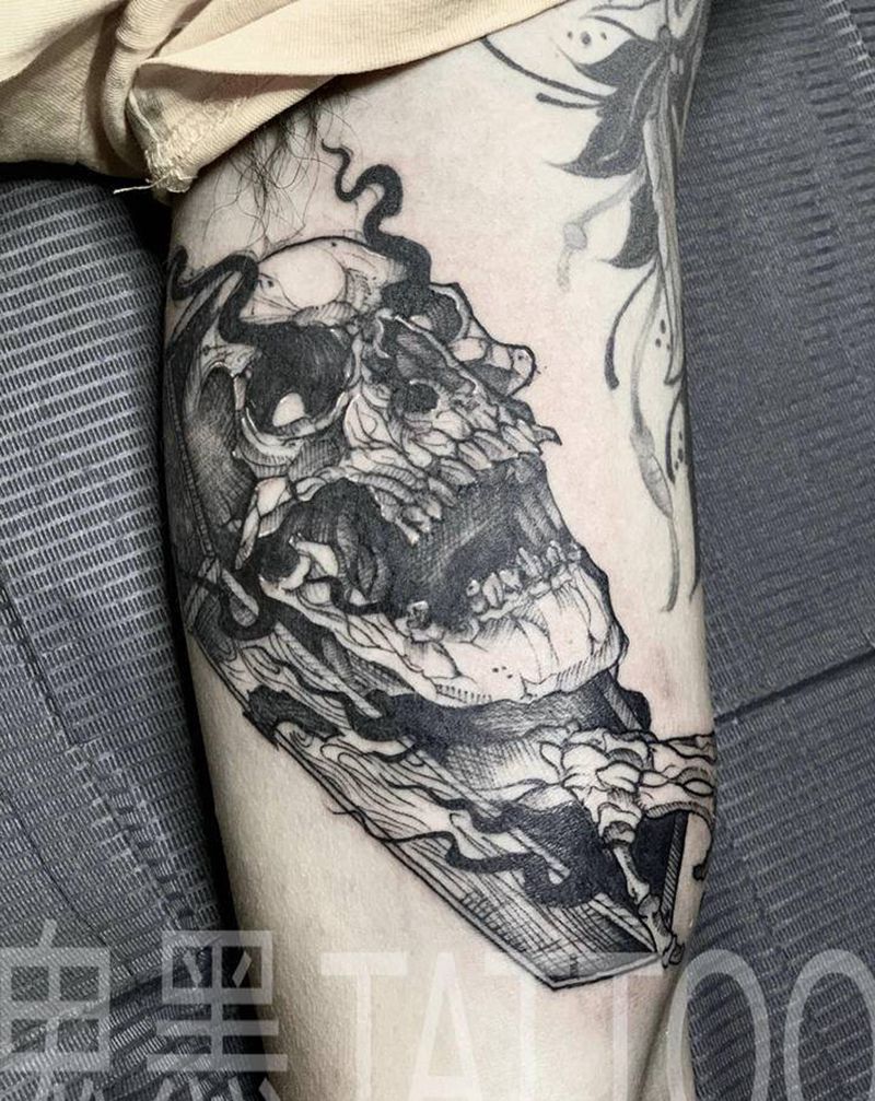 暗黑系骷髅纹身图片_手臂暗黑系纹身图案