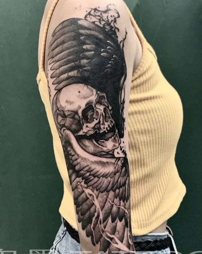 暗黑系遮盖纹身图片_手臂点刺图腾暗黑系纹身图案