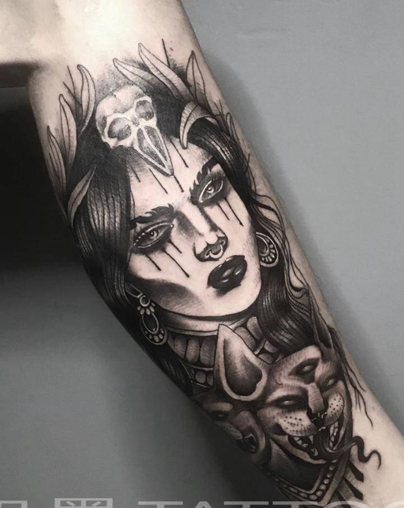 暗黑欧美纹身图片_脚部腿部纹身图案