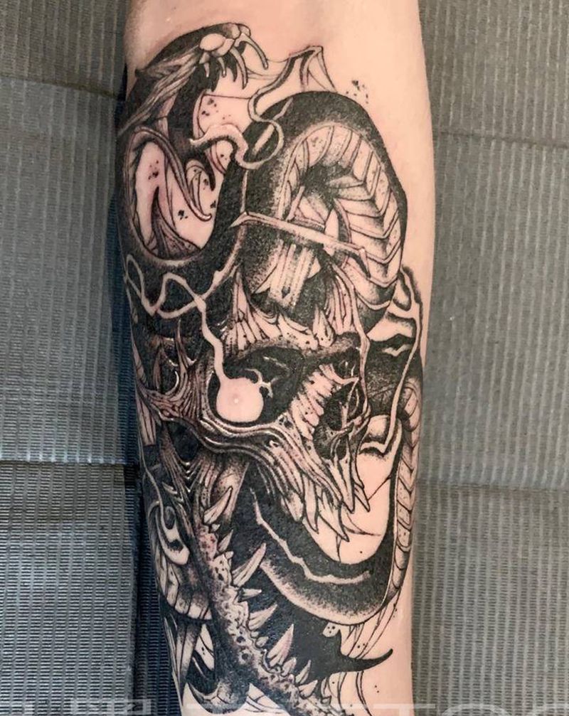 暗黑系纹身图片_手臂点刺纹身图案