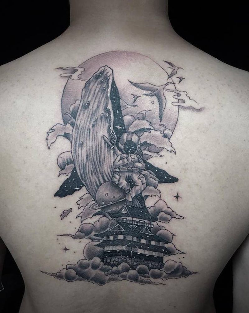 鲸鱼纹身图片_背部纹身图案