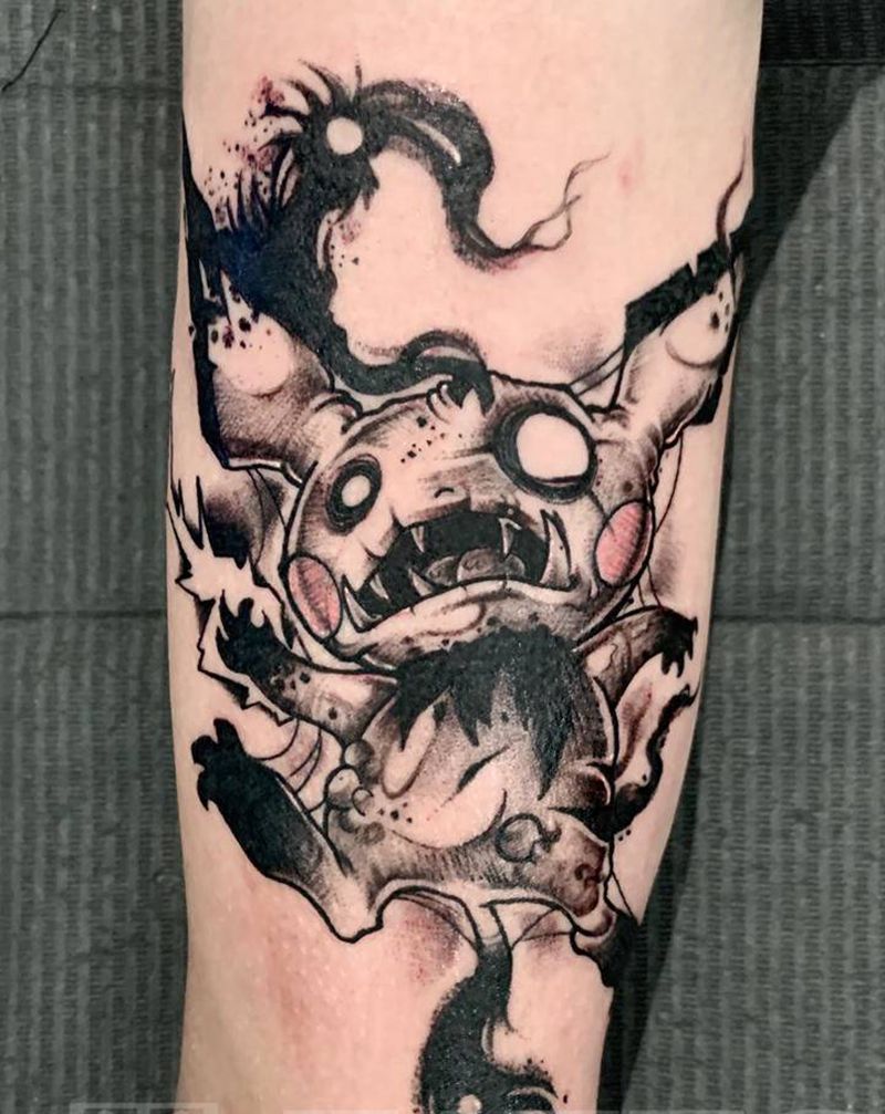 暗黑系皮卡丘纹身图片_手臂暗黑系纹身图案