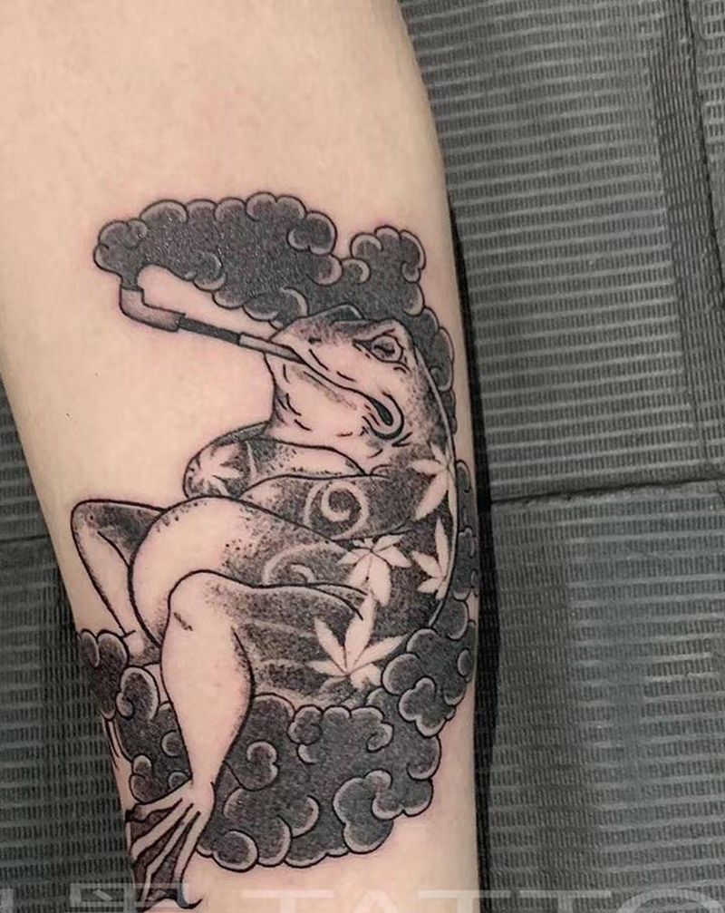 日式蛙纹身图片_手臂纹身图案