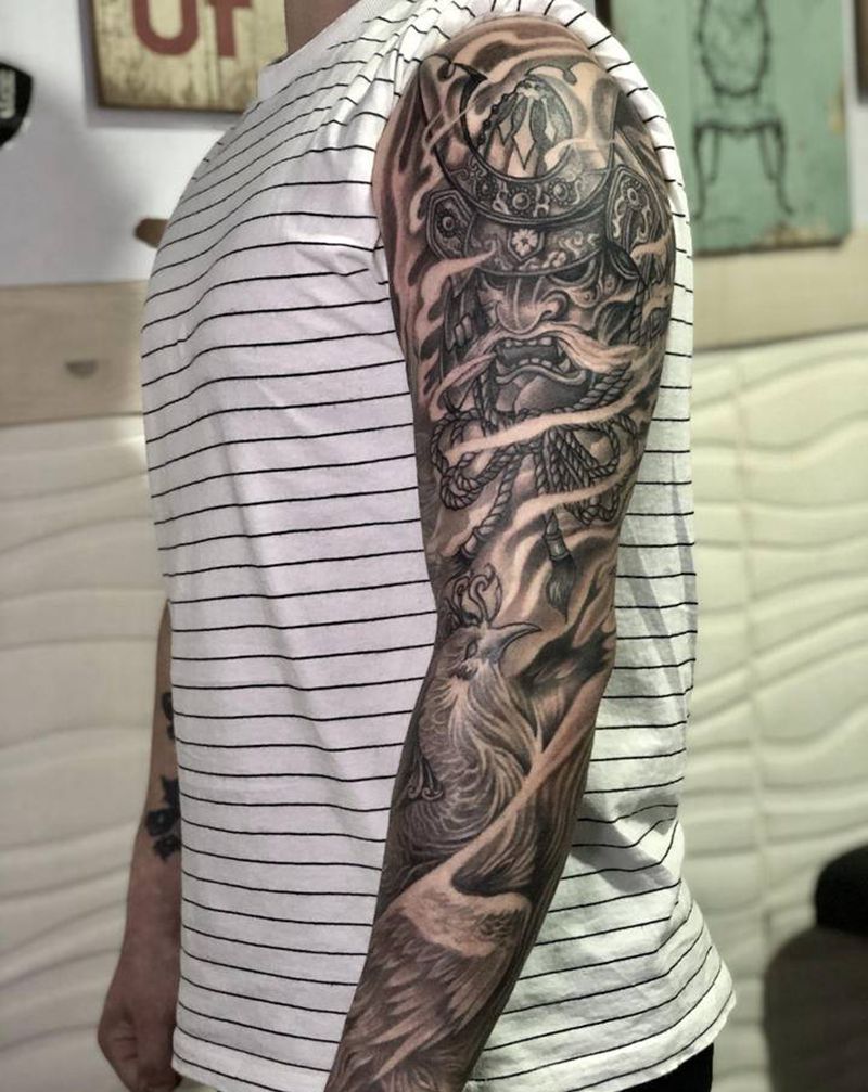 传统花臂纹身图片_手臂新传统纹身图案