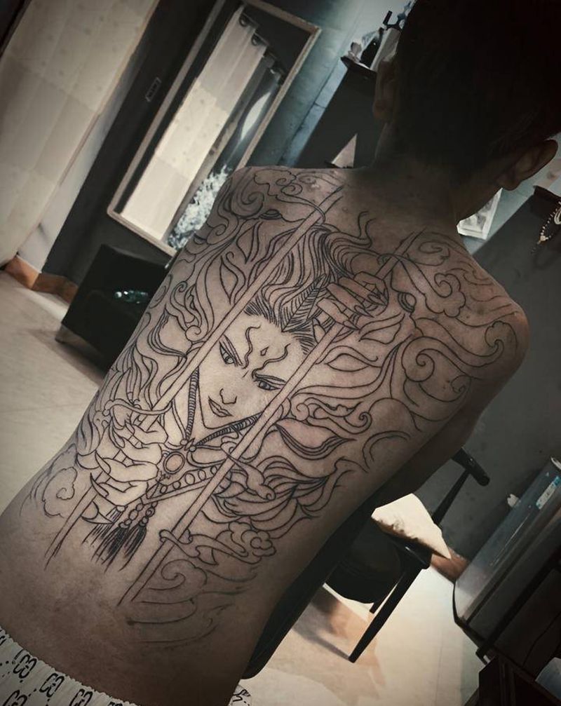 山海经-狰纹身图片_背部纹身图案