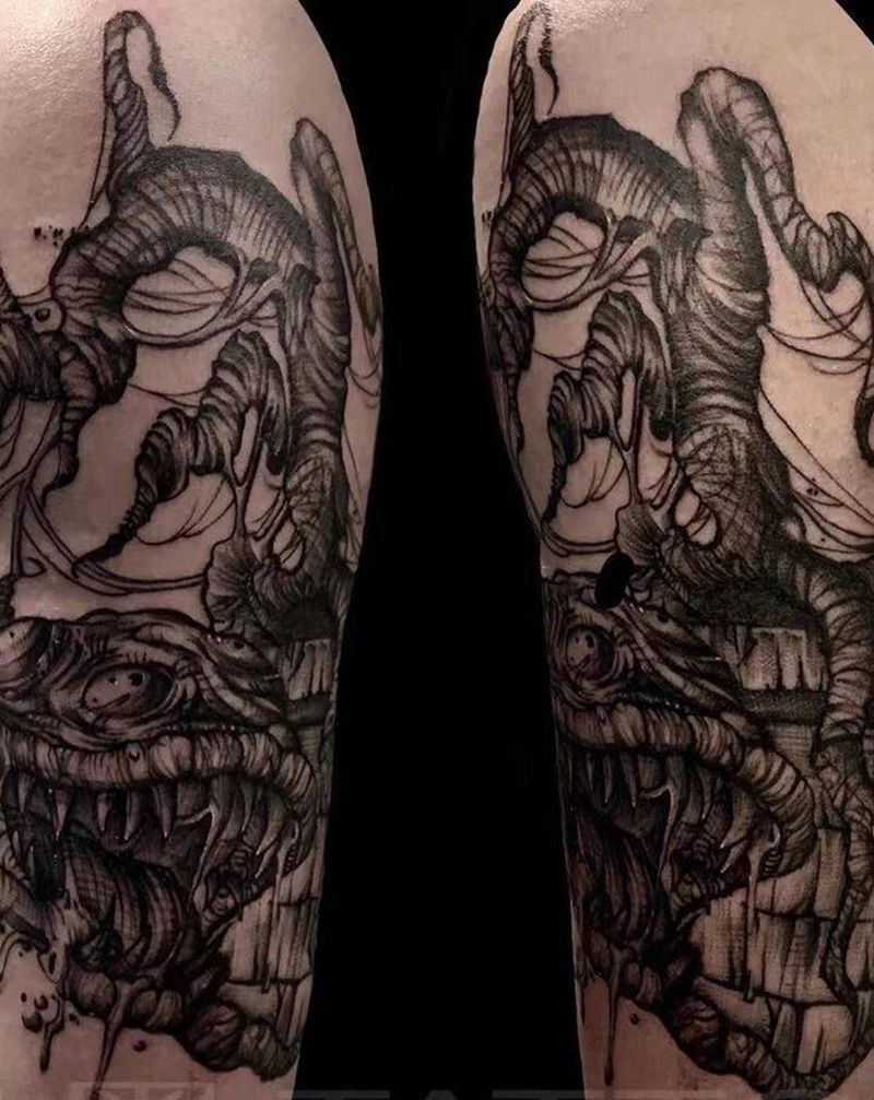 暗黑食人花纹身图片_手臂纹身图案