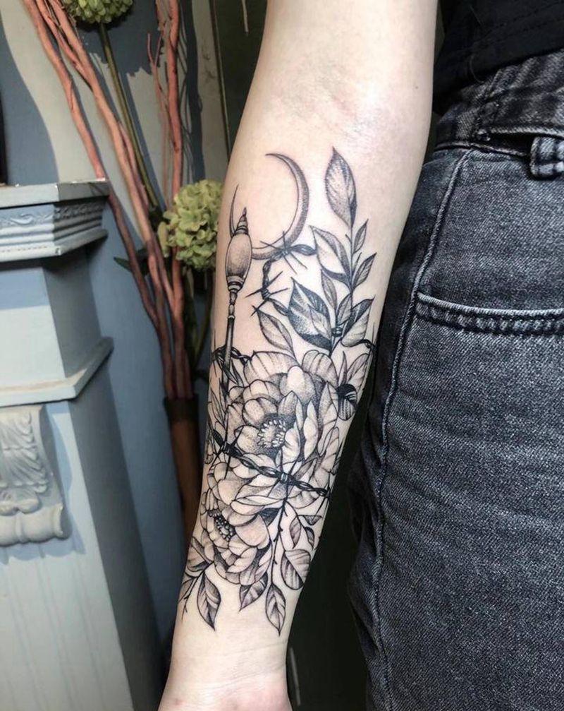 素花纹身图片_手臂纹身图案