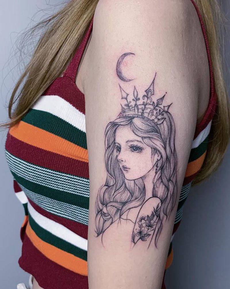 小公主纹身图片_手臂纹身图案