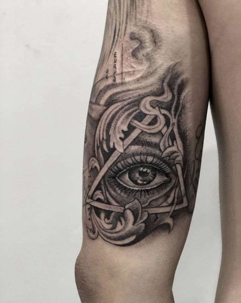 全视之眼纹身图片_手臂欧美写实纹身图案