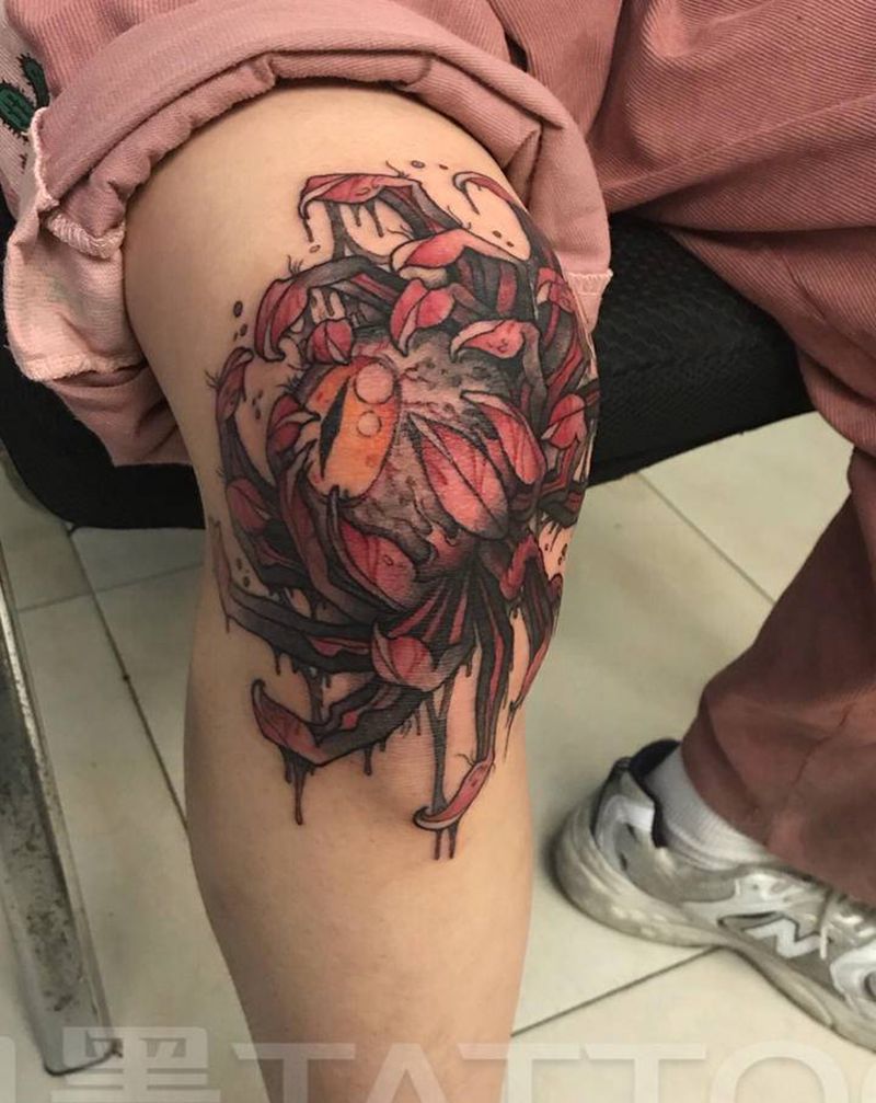 爆膝纹身图片_腿部纹身图案