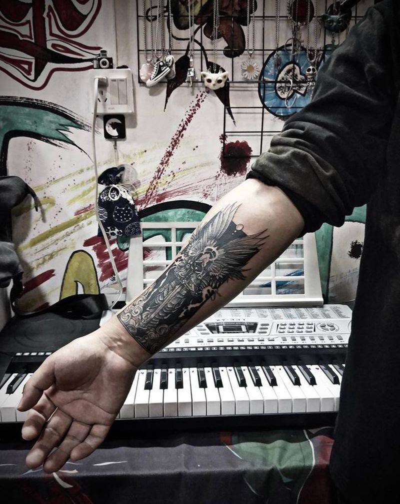 暗黑风格纹身图片_手臂点刺纹身图案