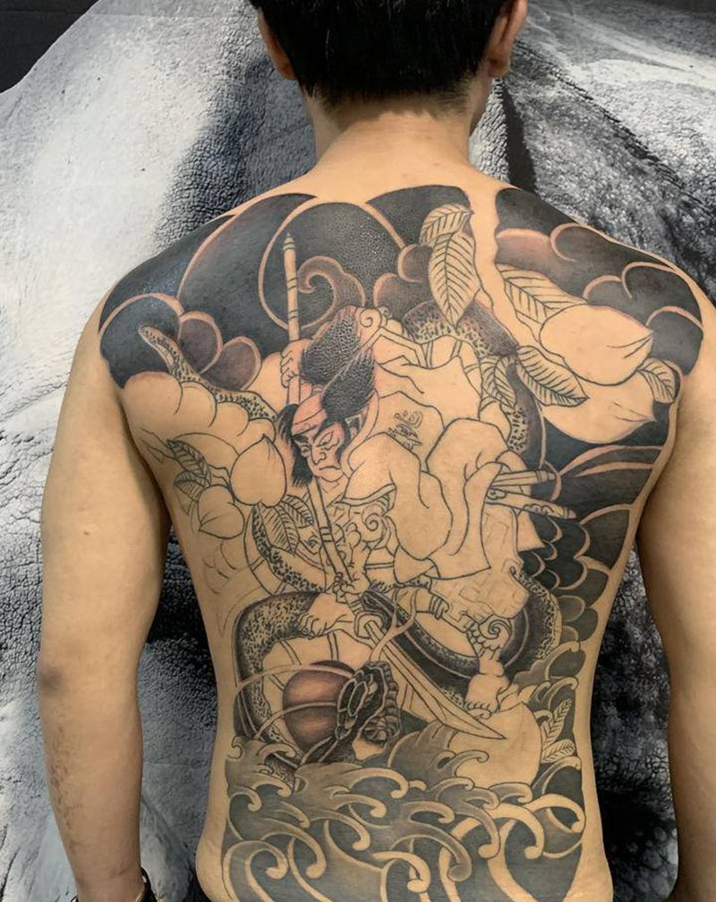 日式·老传统纹身图片_背部老传统纹身图案