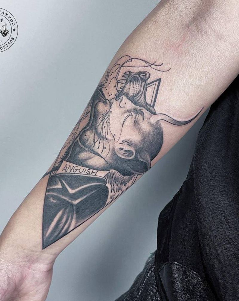 人狼纹身图片_手臂纹身图案