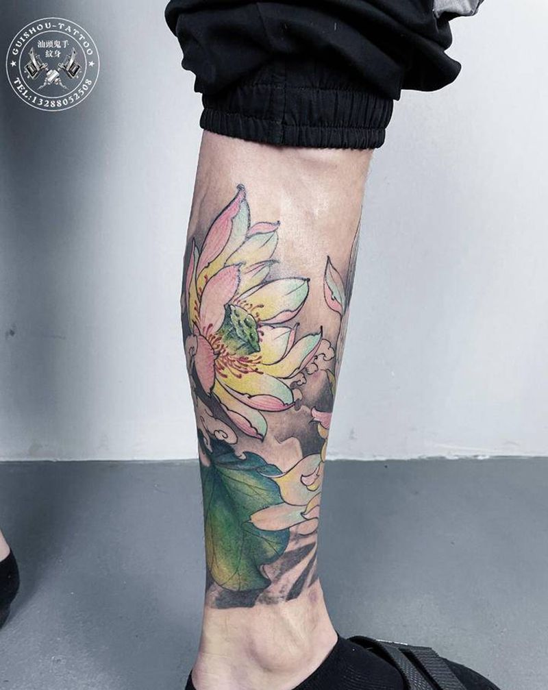 鹳 遮盖旧纹身纹身图片_腿部纹身图案