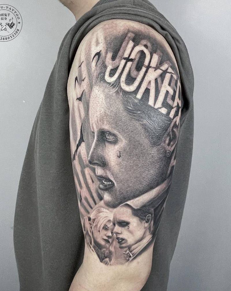 写实小丑纹身图片_手臂欧美写实纹身图案
