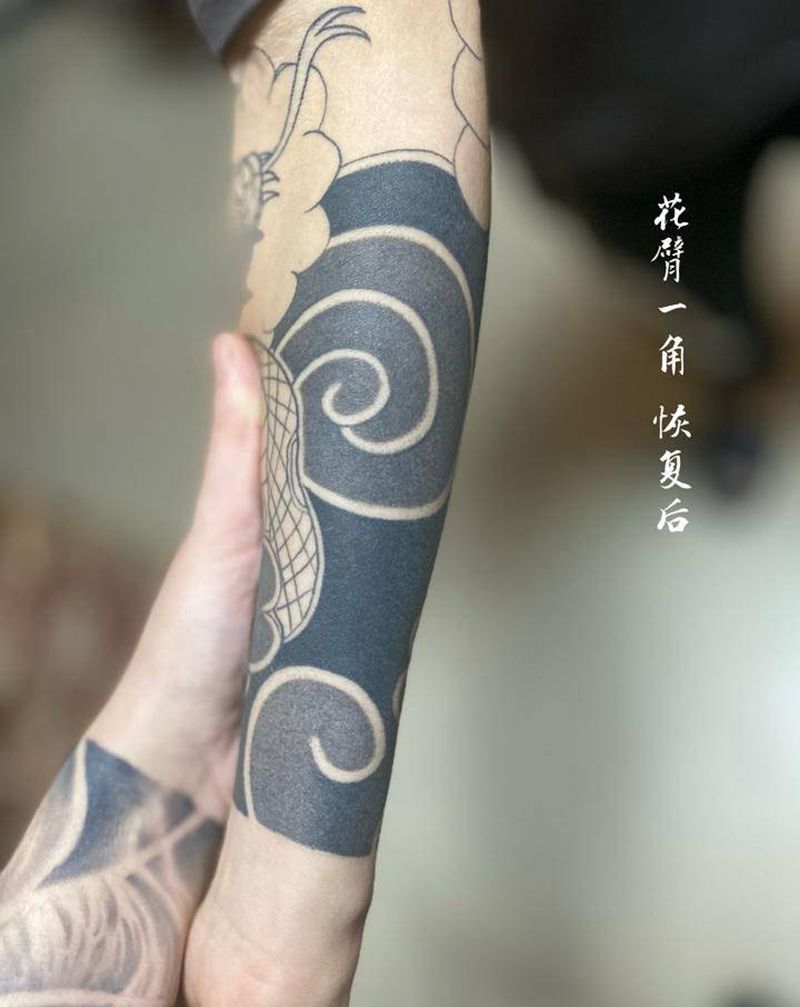 老传统花臂 恢复后一角纹身图片_手臂老传统纹身图案