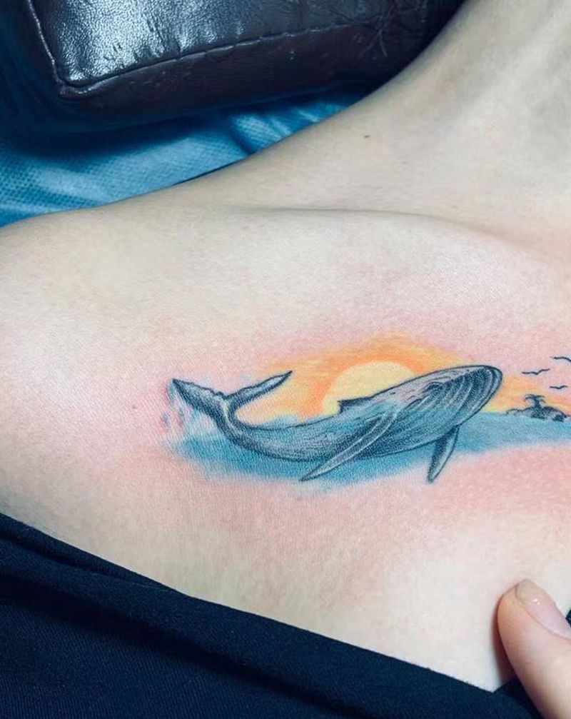 鲸鱼纹身纹身图片_Old School鲸鱼纹身图案