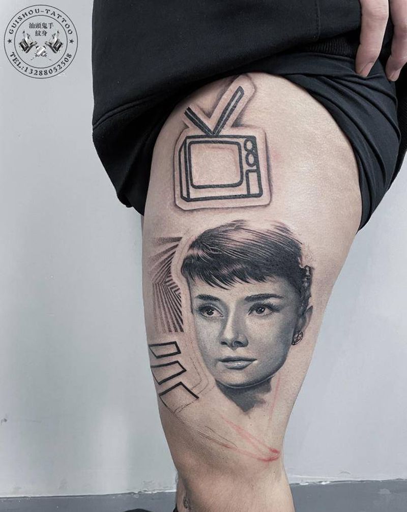 赫本纹身图片_欧美写实纹身图案