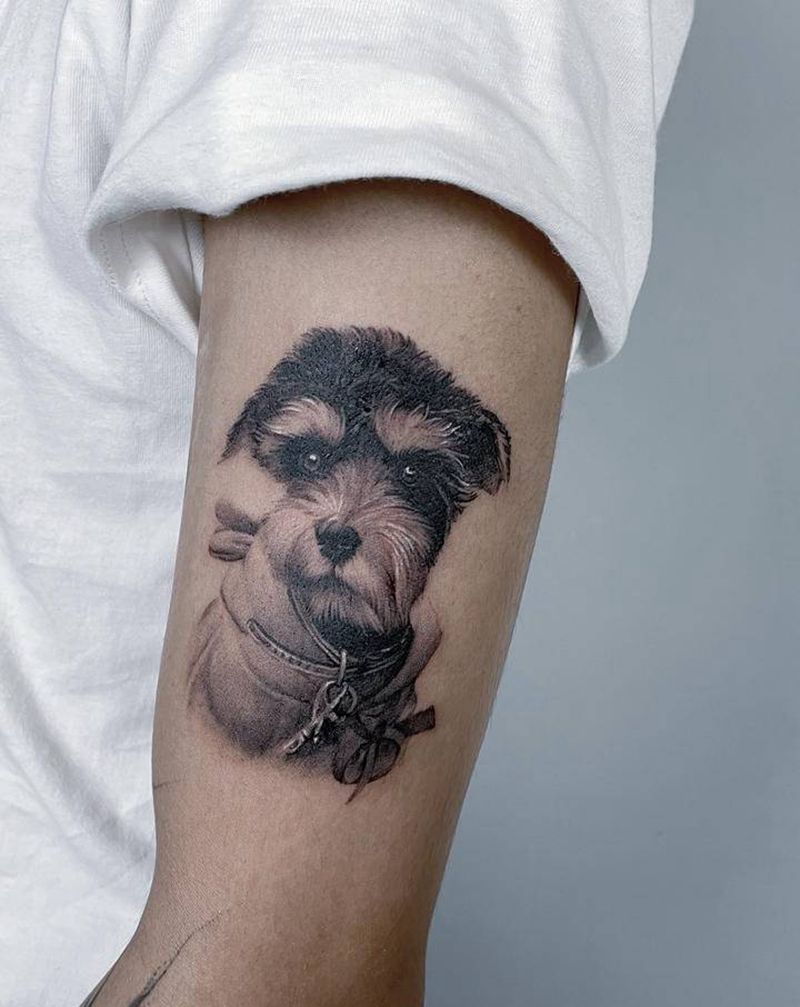 客户家的狗纹身图片_欧美写实纹身图案