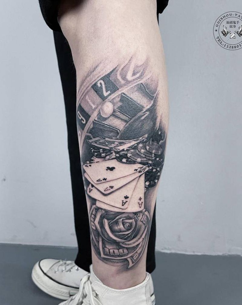 扑克纹身图片_欧美写实纹身图案