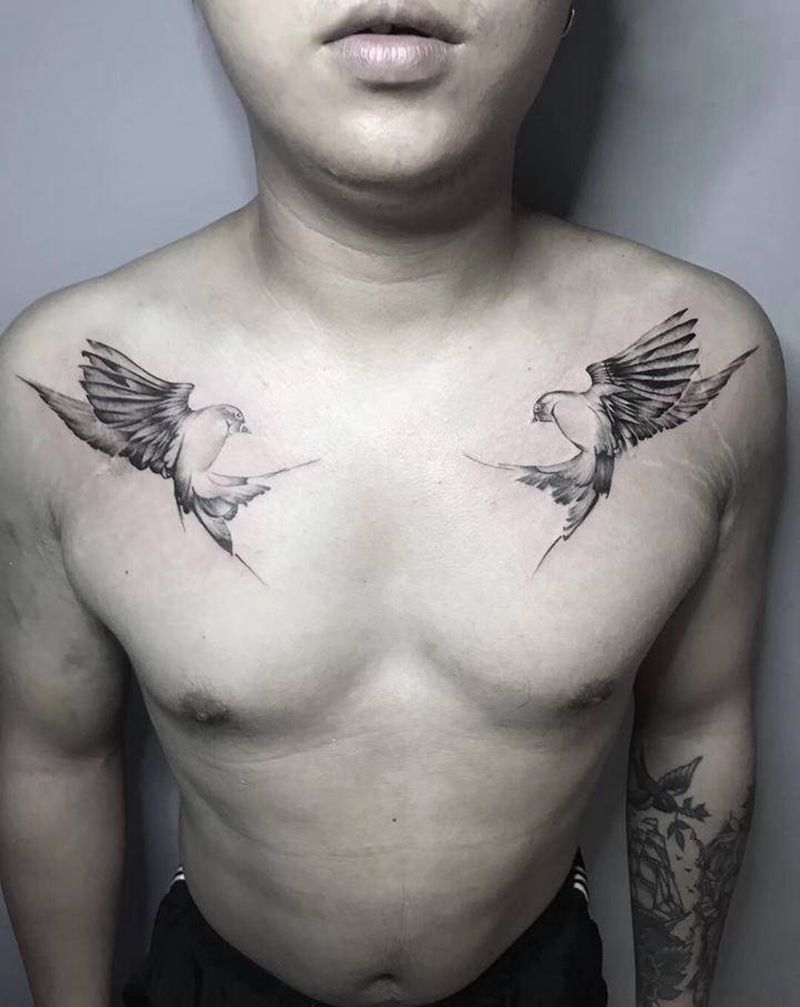 驻店作品纹身图片_胸部纹身图案