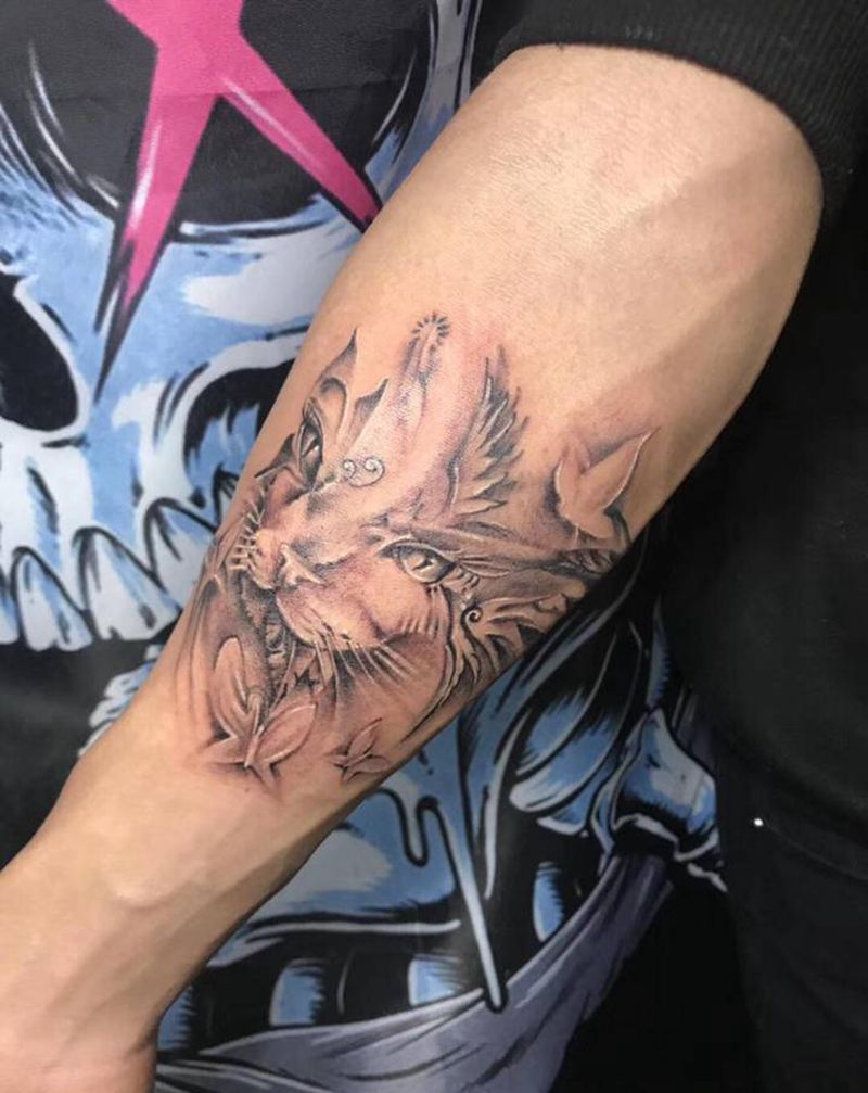 猫纹身图片_手臂纹身图案
