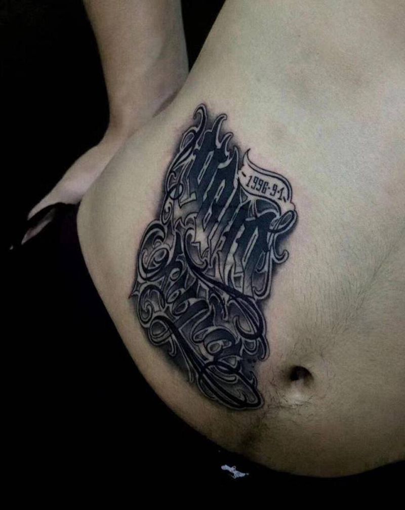 特邀驻店作品纹身图片_腹部纹身图案