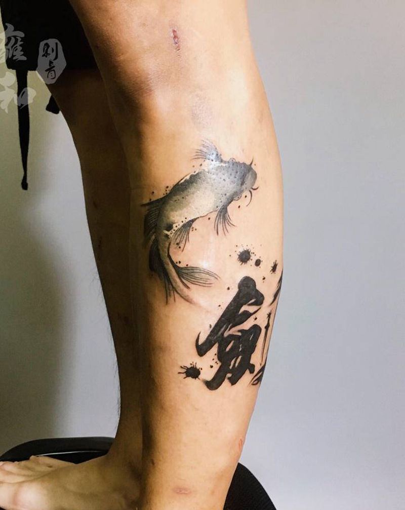 剑纹身图片_腿部纹身图案