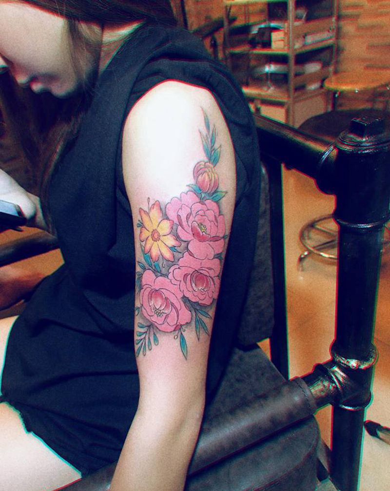 花纹身图片_手臂纹身图案