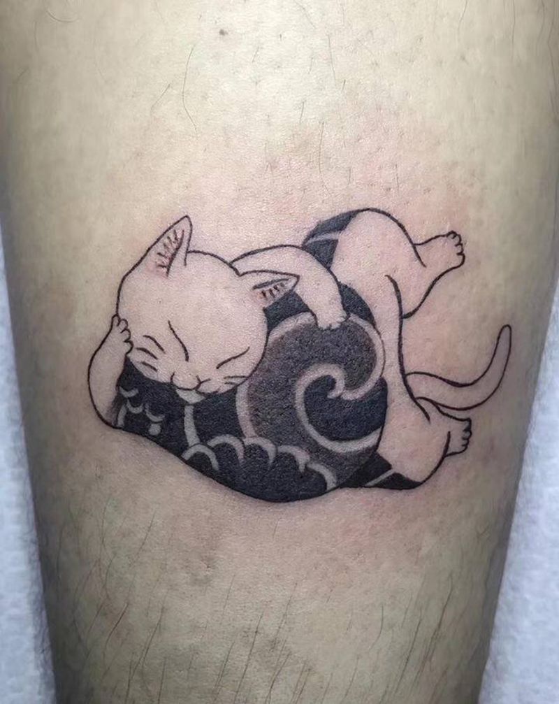 日式猫纹身图片_手臂纹身图案