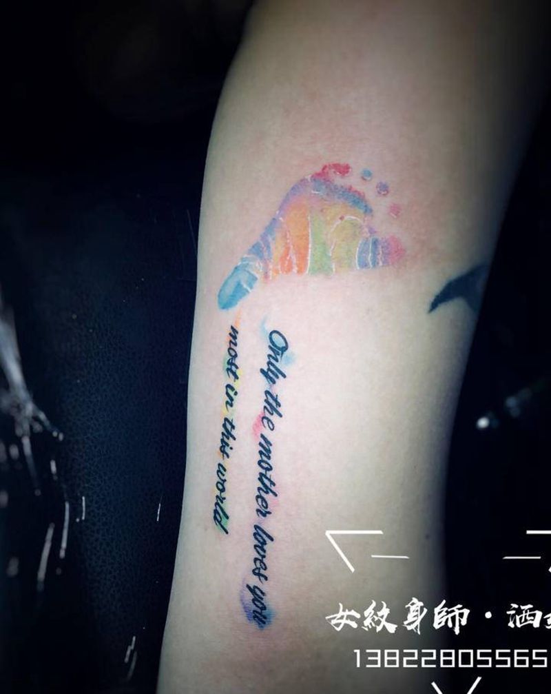 母爱纹身图片_手部手臂水彩水墨纹身图案