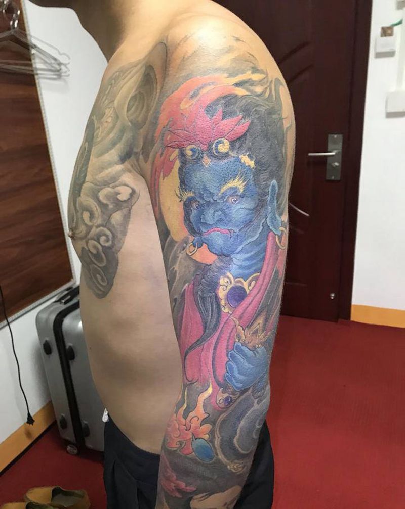 花臂修改完工纹身图片_手臂纹身图案