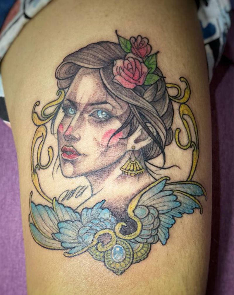 New school纹身图片_手部腿部New School水彩欧美纹身图案