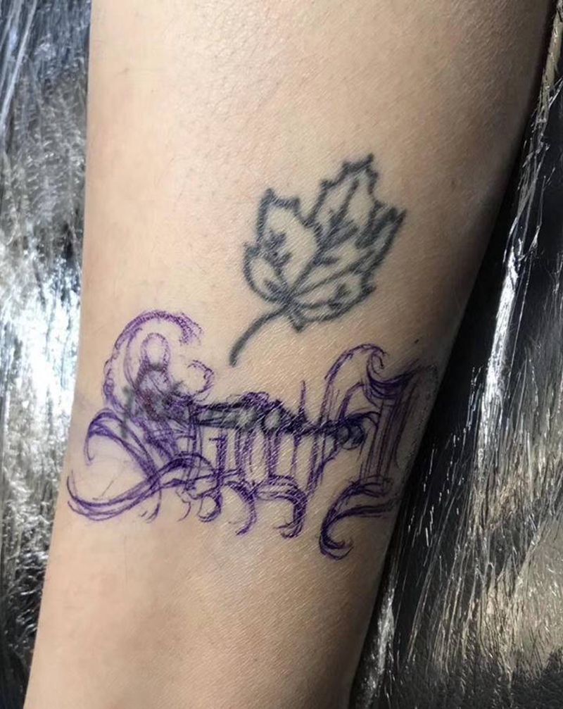 遮盖不开心纹身图片_腿部纹身图案