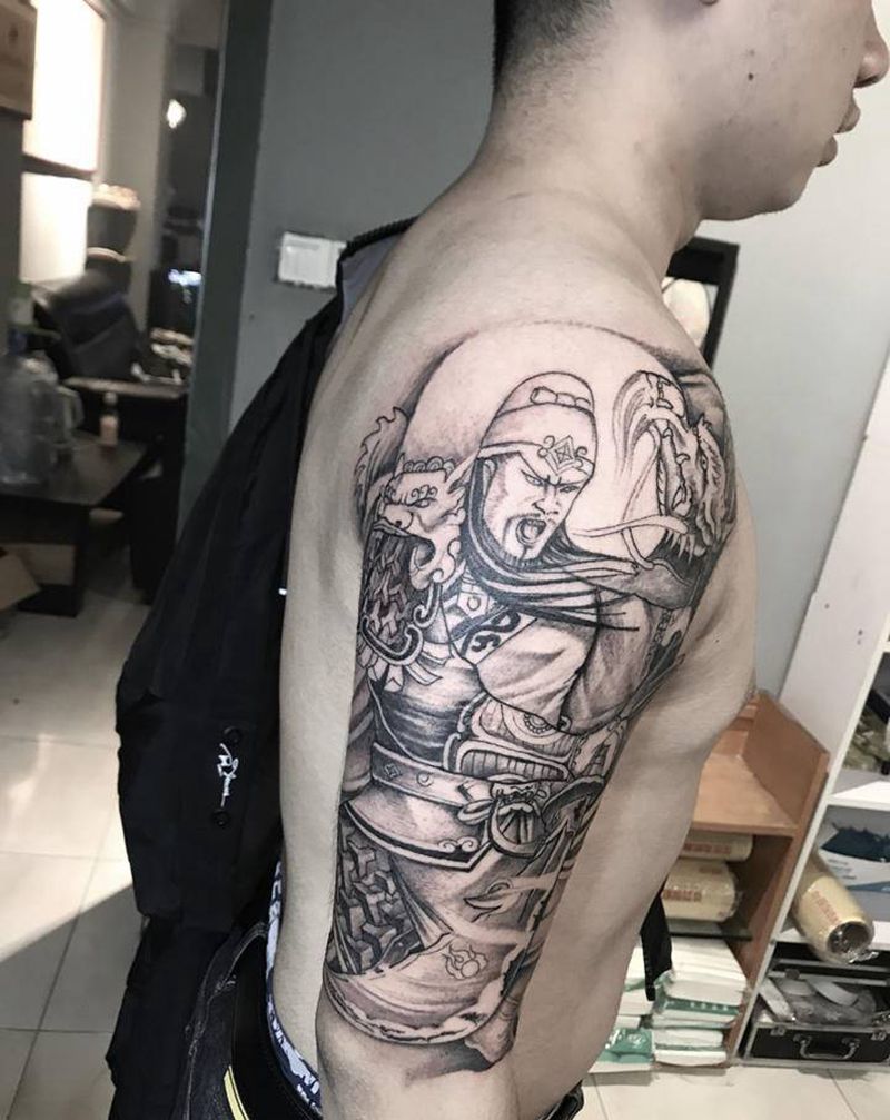 关公纹身图片_手臂手部纹身图案