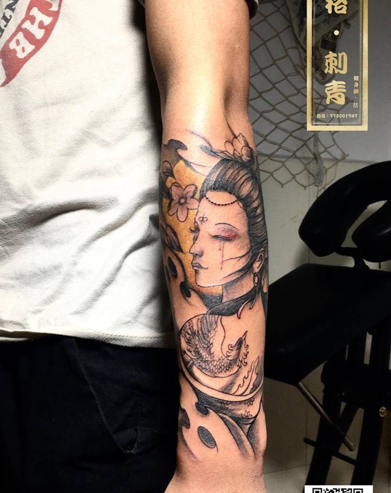 艺妓纹身图片_手臂纹身图案