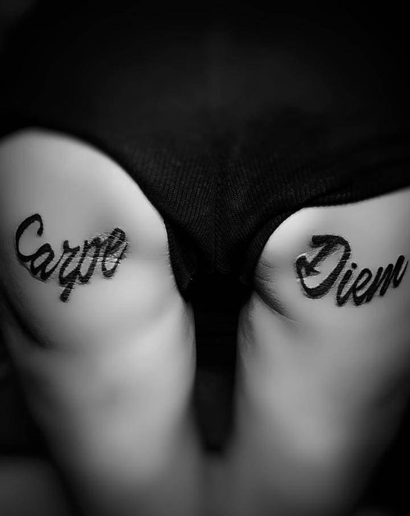 英文纹身图片_臀部花体字英文臀部纹身图案