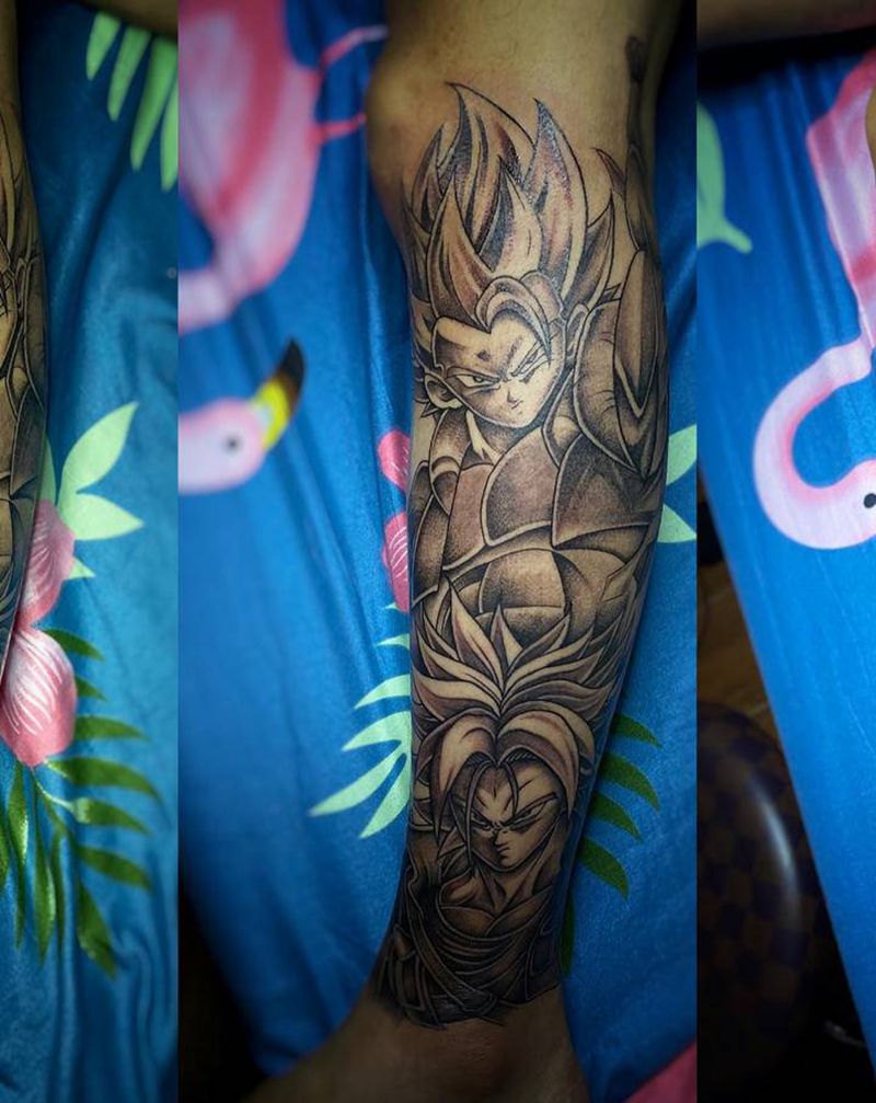 七龙珠纹身图片_手部腿部New School点刺悟吉塔特兰克斯七龙珠纹身图案