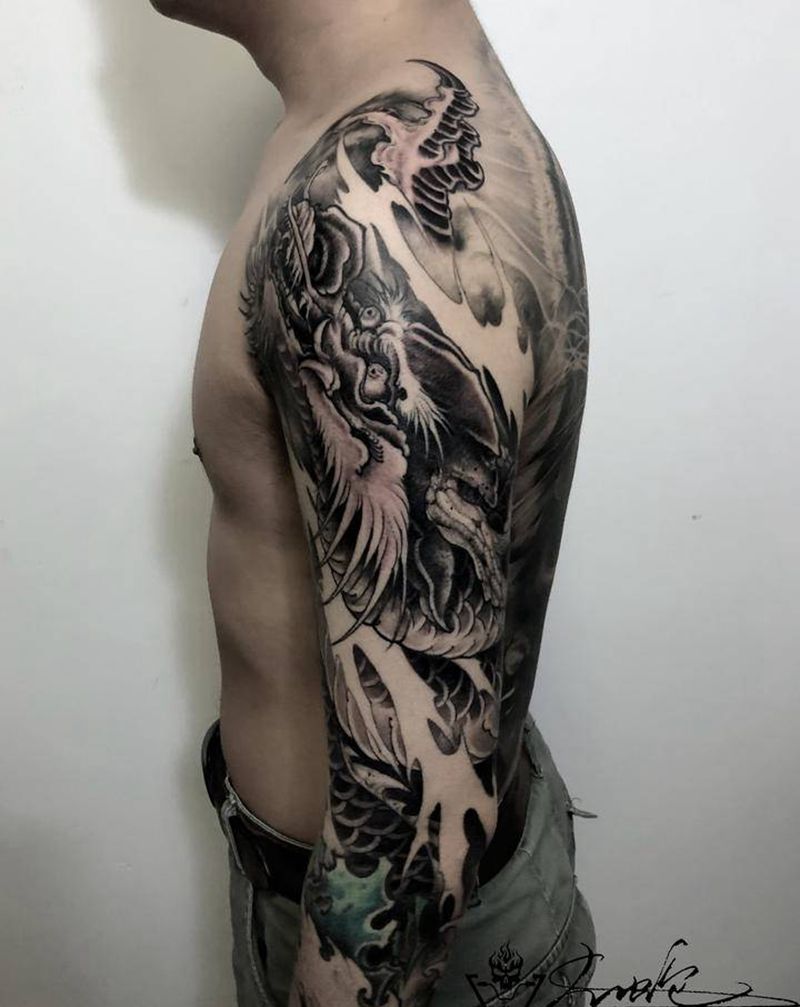 接花臂纹身图片_手臂纹身图案