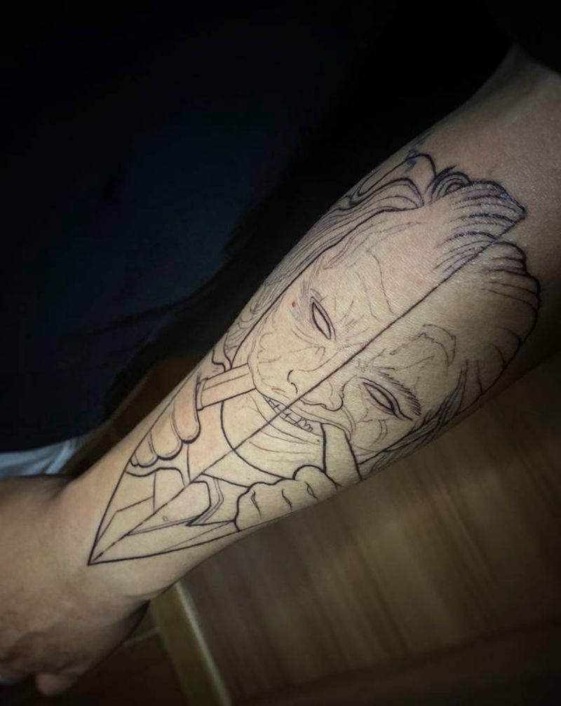 小丑纹身图片_手臂脚部New School水彩小丑彩色纹身图案