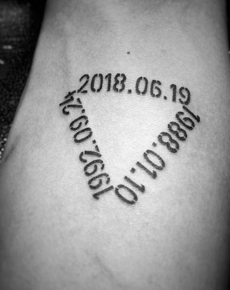 几何数字纹身图片_手臂脚部几何花体字数字几何三角纹身图案