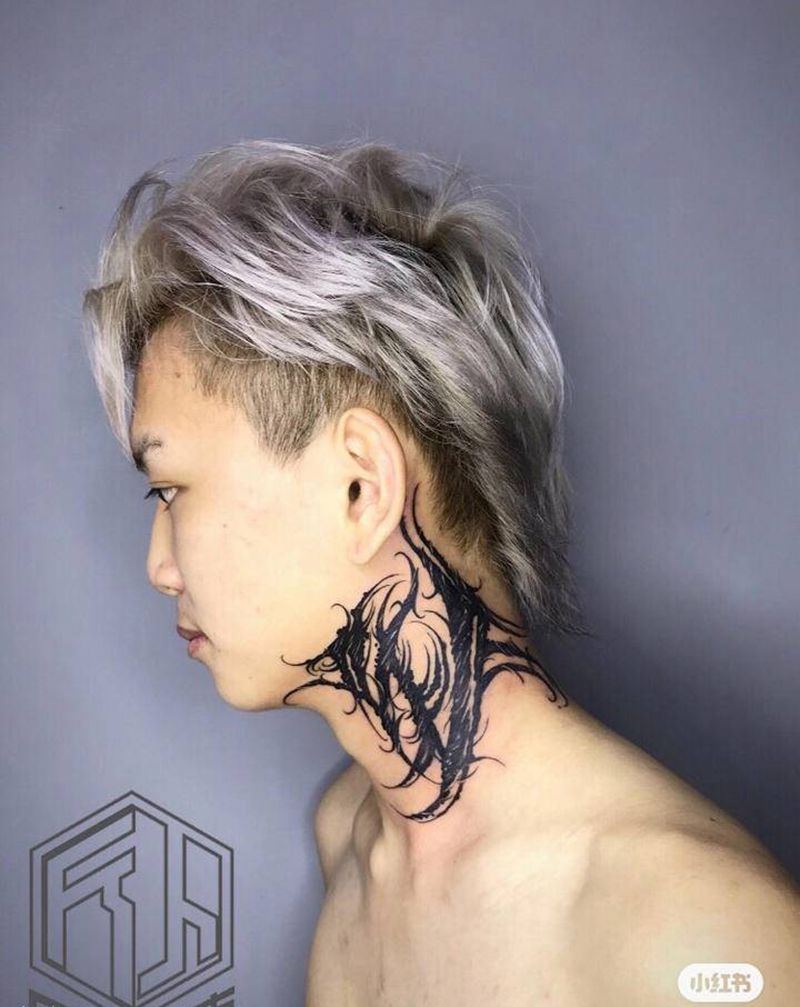 w纹身图片_颈部纹身图案
