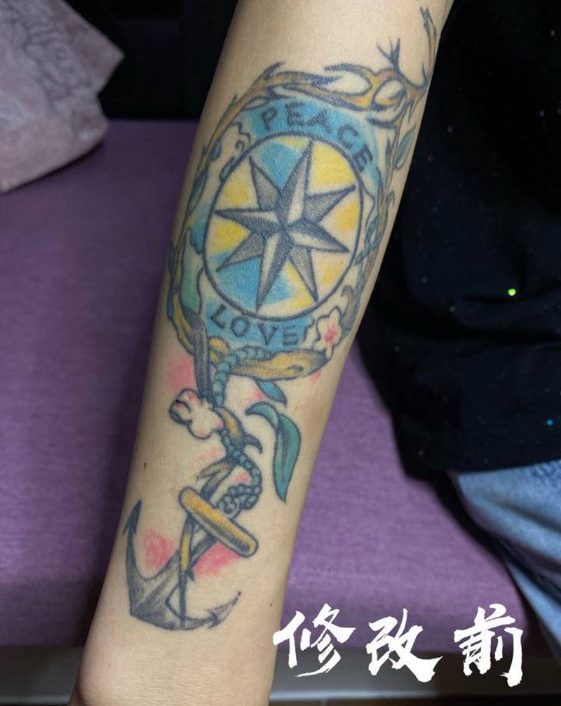 翻新工程纹身图片_手臂脚部水墨水彩翻新纹身图案