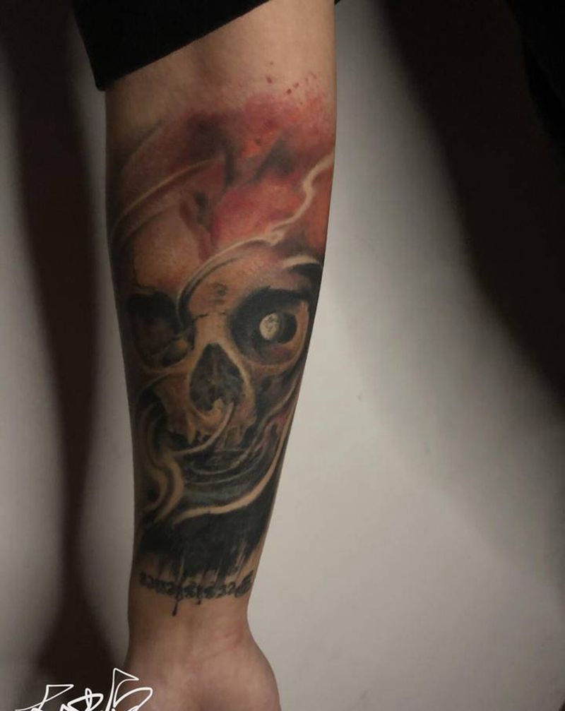 黑皮肤彩色遮盖恢复后纹身图片_手臂纹身图案