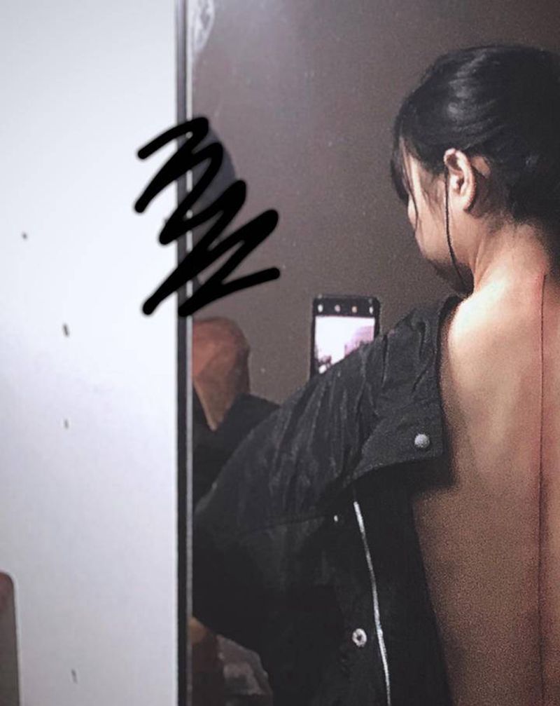 线纹身图片_背部几何线个性纹身图案