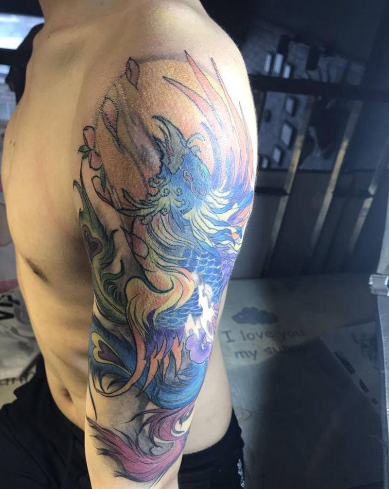 凤凰完工纹身图片_手臂纹身图案